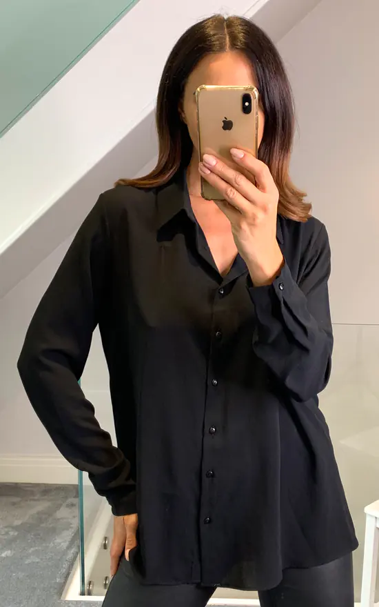 Coupon ๐งจ HOXTON GAL Oversized Long Sleeves Top With Button Details In Black ๐ - Image 3