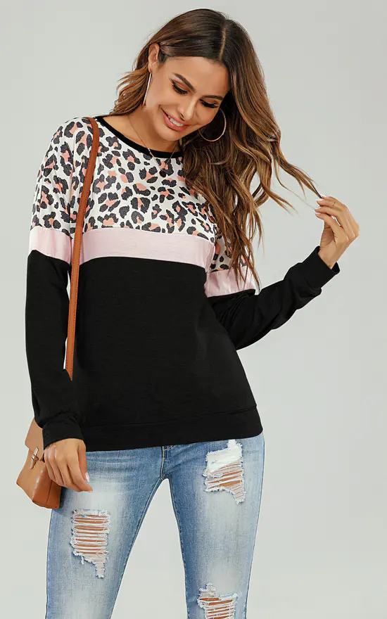 Deals ✔️ FS Collection Animal Print With Pink Striped In Black Top ⭐ - Image 2