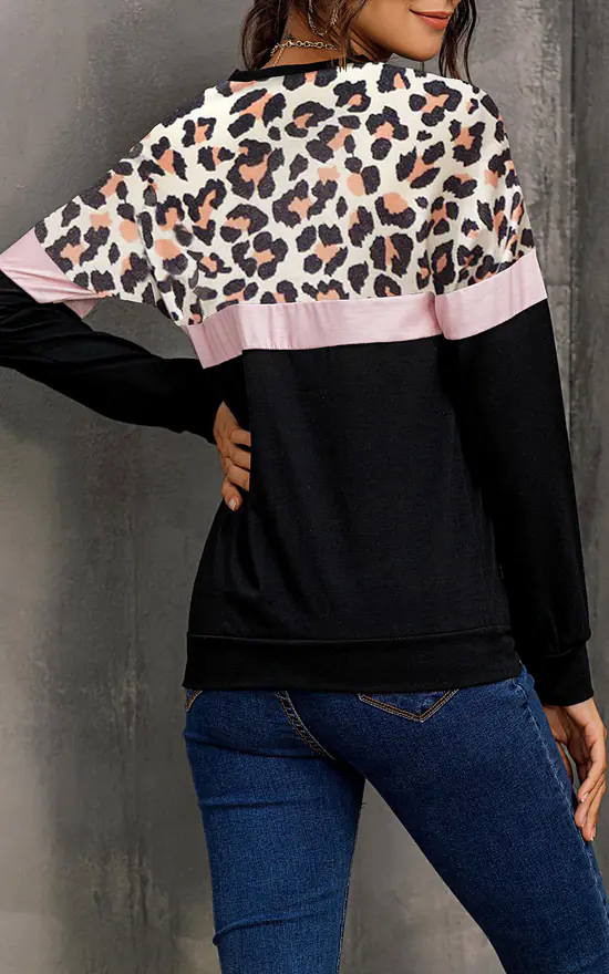 Deals ✔️ FS Collection Animal Print With Pink Striped In Black Top ⭐ - Image 3