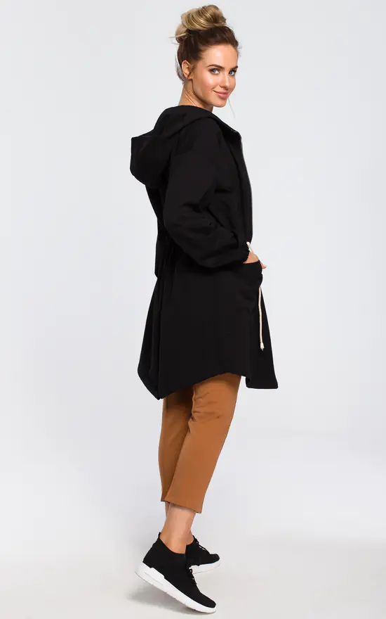 Hot Sale 🎁 MOE Long Sleeved Hooded Sweatshirt Jacket In Black ⌛ - Image 2