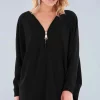 Coupon 💯 Oops Fashion Long Sleeve Batwing Top With Zip In Black 🔥