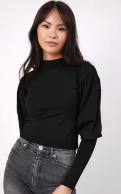 Best reviews of 🧨 Chekani Balloon Sleeve Knit Top In Black | Nina 🎉