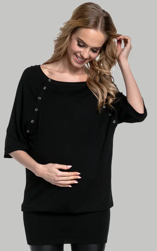 Buy ๐ Happy Mama Maternity Nursing Batwing Top In Black โ๏ธ