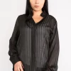 Discount ⭐ Lucy Sparks Striped Chiffon Blouse (Black) ⭐