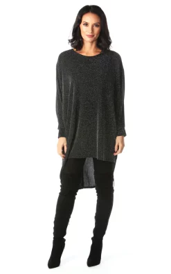 Best deal 🌟 Want That Trend Batwing High Low Top In Black Sparkle 😍