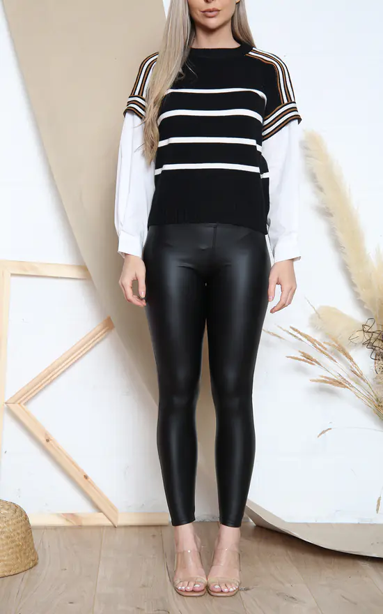 Wholesale 😍 Lucy Sparks Black Striped Jumper With Blouse Sleeves. ⌛ - Image 2