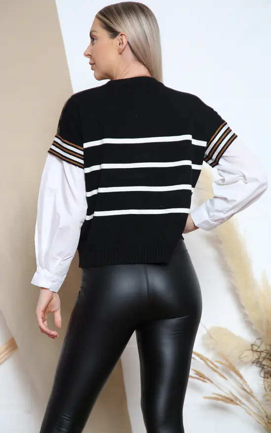 Wholesale 😍 Lucy Sparks Black Striped Jumper With Blouse Sleeves. ⌛ - Image 4