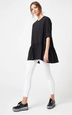 Top 10 👍 Bergamo Loose Top With Frill In Black 🎉