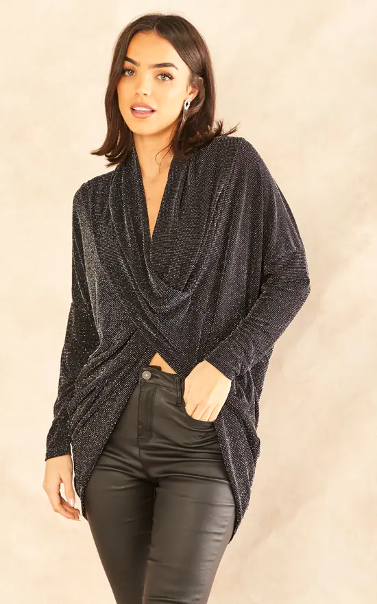 Hot Sale 👏 Blue Vanilla Asymmetric Twist Front Glitter Tunic 🌟 - Image 3