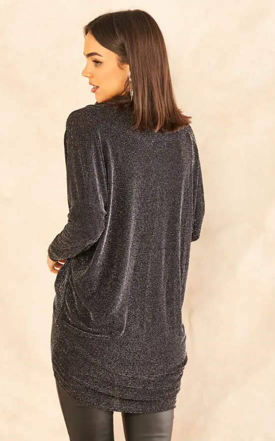 Hot Sale 👏 Blue Vanilla Asymmetric Twist Front Glitter Tunic 🌟 - Image 4