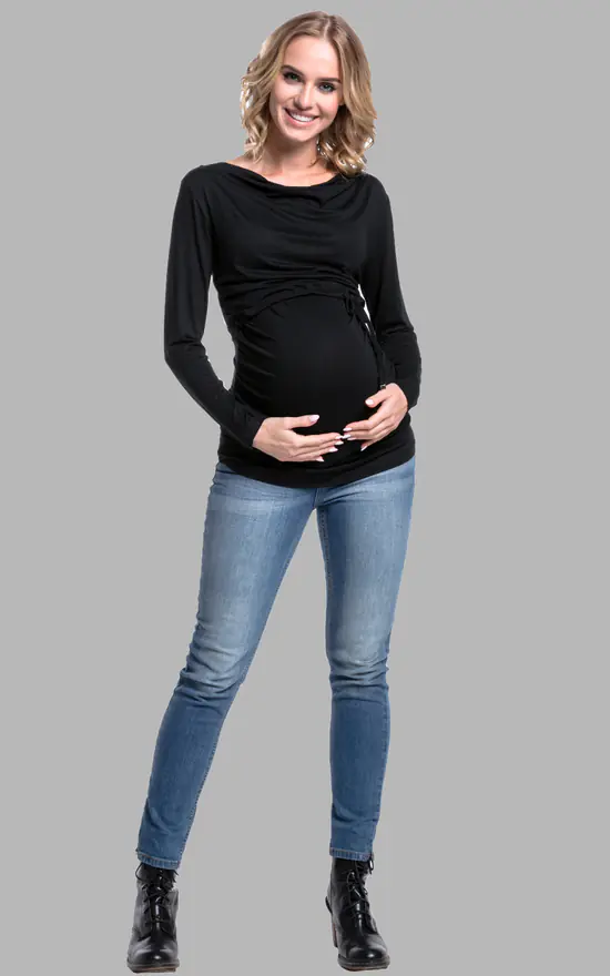 Best Pirce ๐ Happy Mama Maternity Nursing Long Sleeve Top In Black ๐ - Image 4