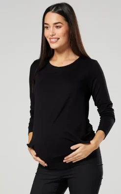 Top 10 💯 Happy Mama Maternity Nursing Top With Long Sleeve In Black ❤️