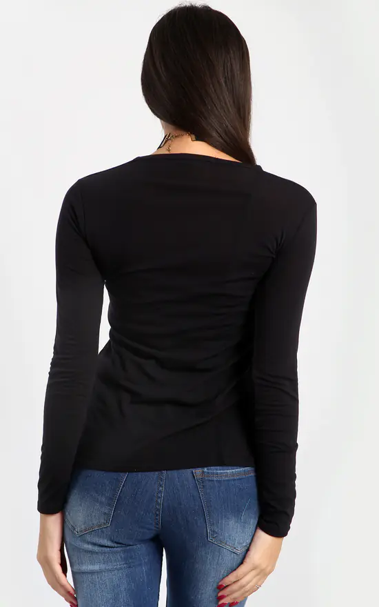 Wholesale 👏 Oops Fashion Eva 🔔 Christmas Dancing Reindeer Print Long Sleeve T 👕 Shirt In Black 🎁 - Image 3