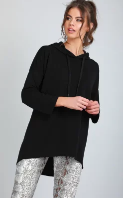 Best Sale 😀 Oops Fashion Oversized Hoodie With Curved Hem In Black 😍