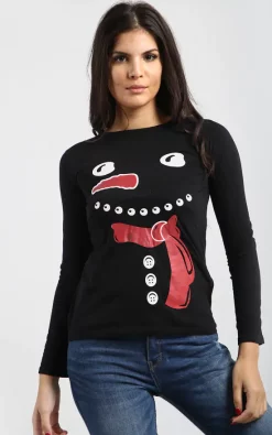 Discount 😍 Oops Fashion Snowman Top In Black 🎁