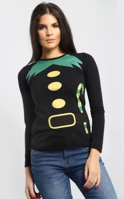 Brand new 🎉 Oops Fashion Olivia Elf Costume T 👚 Shirt In Black ✨