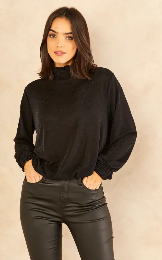 Best Pirce ๐ KURT MULLER Black Sparkle Frill Neck Top ๐ - Image 2