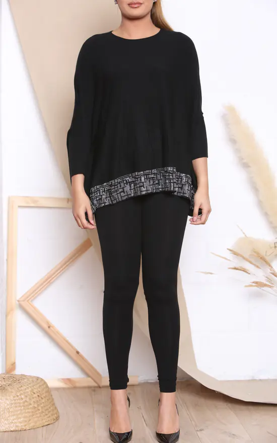 New 🔥 Lucy Sparks Black Digital Print Sparkle Embossed Top 🌟 - Image 4