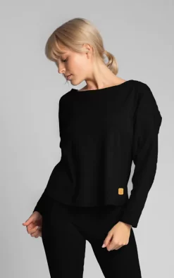 Best Sale ✔️ MOE Ribbed Knit Longsleeved Loungewear Top In Black 👏