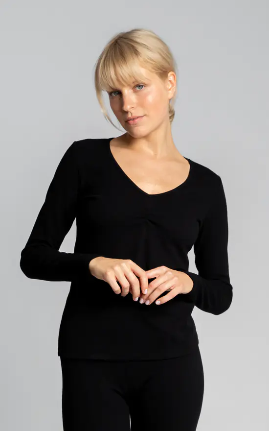 Wholesale ๐ฅ MOE Ribbed Cotton Longsleeved Loungewear Top In Black ๐