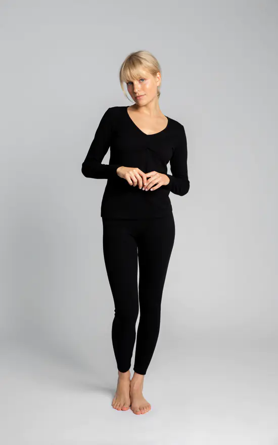 Wholesale ๐ฅ MOE Ribbed Cotton Longsleeved Loungewear Top In Black ๐ - Image 2