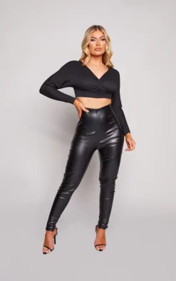 Best Pirce 🌟 Femme Luxe Black Ribbed Off The Shoulder Crop Top 👍