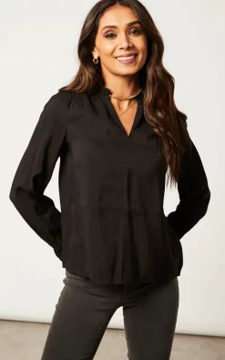 Best reviews of 🎁 VM Long Sleeve V Neck Satin Blouse In Black 💯