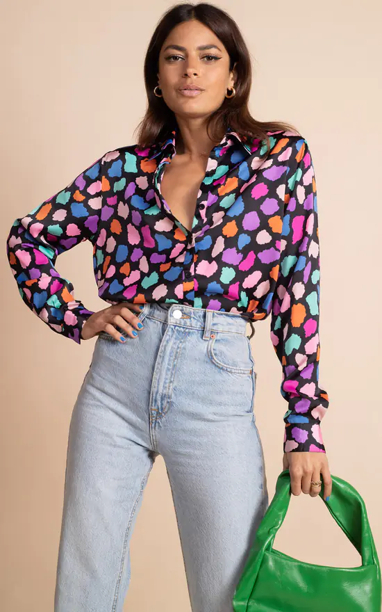 Top 10 โ Dancing Leopard Nevada Satin ๐ Shirt In Multi Cloud Recycled Materials ๐