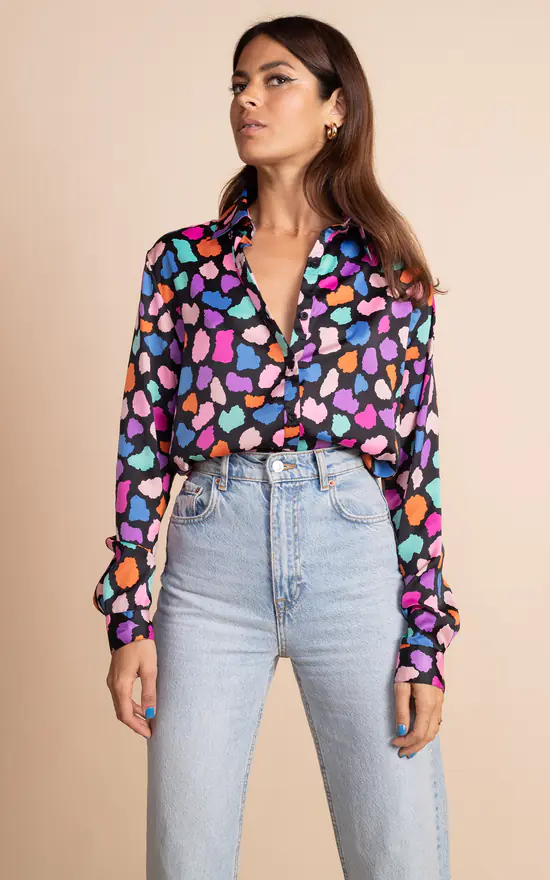 Top 10 โ Dancing Leopard Nevada Satin ๐ Shirt In Multi Cloud Recycled Materials ๐ - Image 2