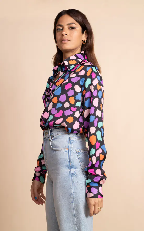 Top 10 โ Dancing Leopard Nevada Satin ๐ Shirt In Multi Cloud Recycled Materials ๐ - Image 4