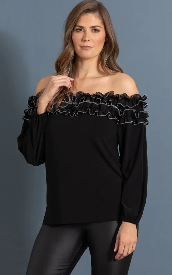 Deals ๐ Klass Ruffle Bardot Top Black ๐ฏ - Image 2