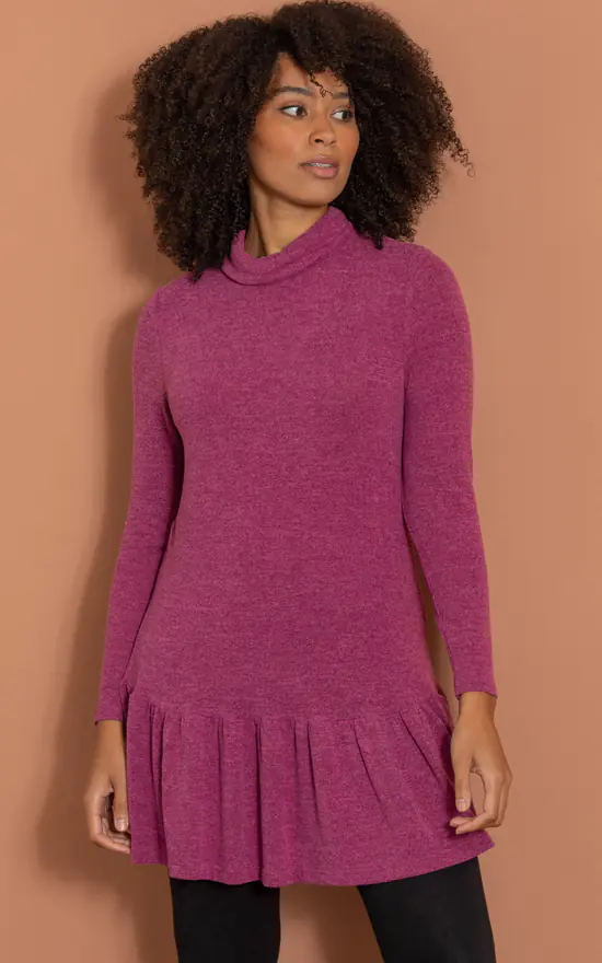 Coupon โ๏ธ Klass Knitted Frill Hem Tunic Top Pink ๐งจ