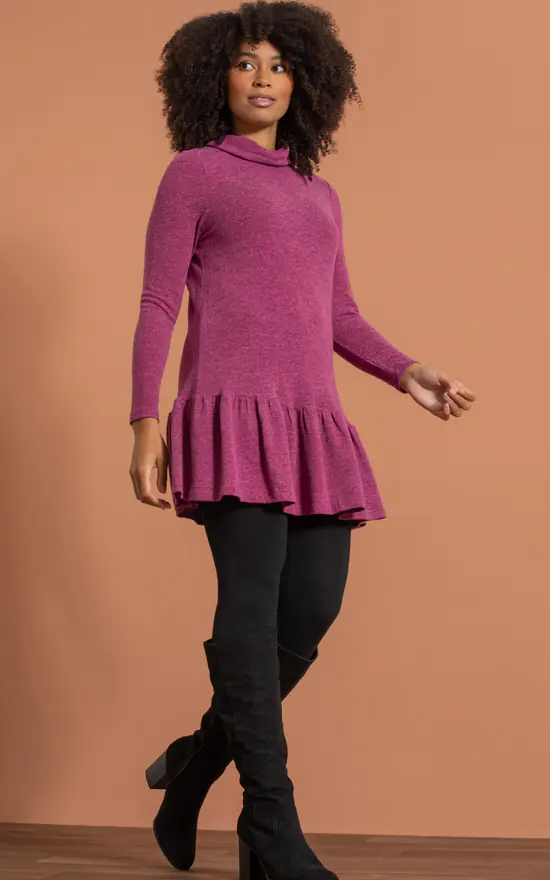Coupon โ๏ธ Klass Knitted Frill Hem Tunic Top Pink ๐งจ - Image 2