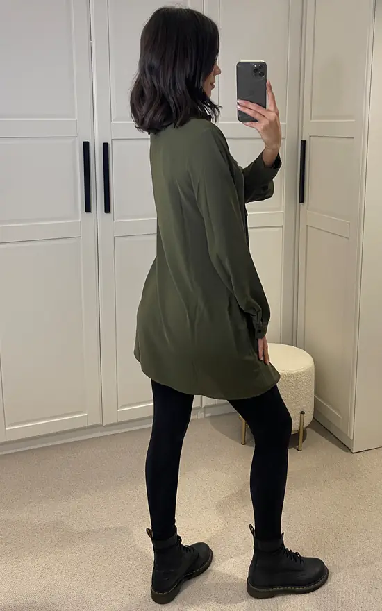 New ๐ HOXTON GAL Relaxed Fit Long Sleeves Button Detailed Tunic Top In Khaki ๐ฅฐ - Image 4