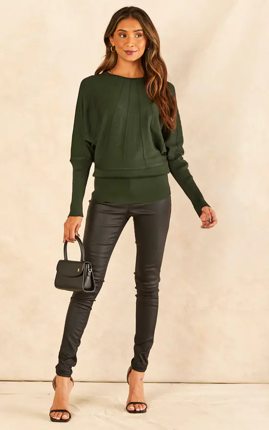 Flash Sale ๐ Blue Vanilla Batwing Ribbed Hem Tunic In Bottle Green ๐ - Image 3