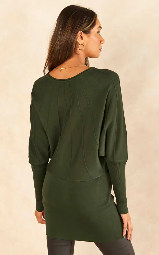 Flash Sale ๐ Blue Vanilla Batwing Ribbed Hem Tunic In Bottle Green ๐ - Image 4