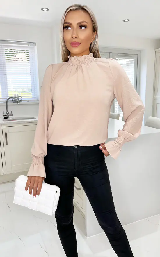 Budget โ๏ธ AX Paris Stone Elasticated Cuff And Neck Long Sleeve Top ๐