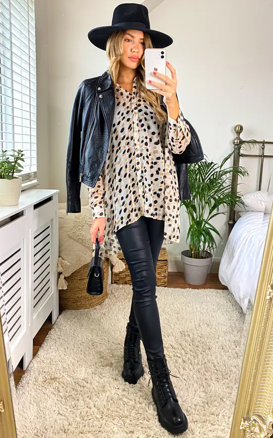 Cheap ❤️ Edie B. Lauren Animal Lurex Spot Print Oversize Blouse With Hi Lo Hem 😀 - Image 3