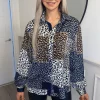 Best reviews of 🌟 AX Paris Navy Animal Print Button Up 👚 Shirt ❤️