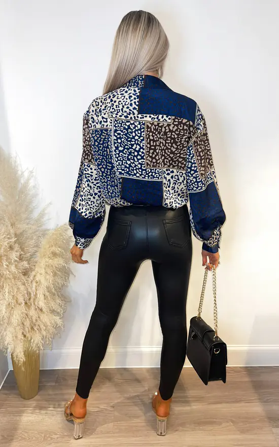 Best reviews of ๐ AX Paris Navy Animal Print Button Up ๐ Shirt โค๏ธ - Image 2