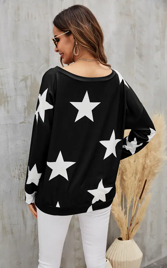 Deals ๐ FS Collection Oversized Star Print Top In Black ๐ฏ - Image 2