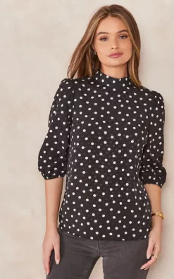 Wholesale 🛒 Nikka Polka Dot Blouse In Black ⌛