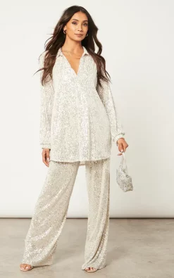 Best deal ⭐ Kit And Kaboodal Petra Sequin Collared Top White ❤️