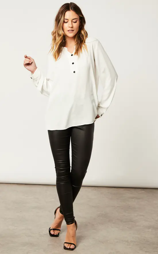 Cheapest ๐ HOXTON GAL Oversized Long Sleeves Top With Button Details In White ๐ - Image 2