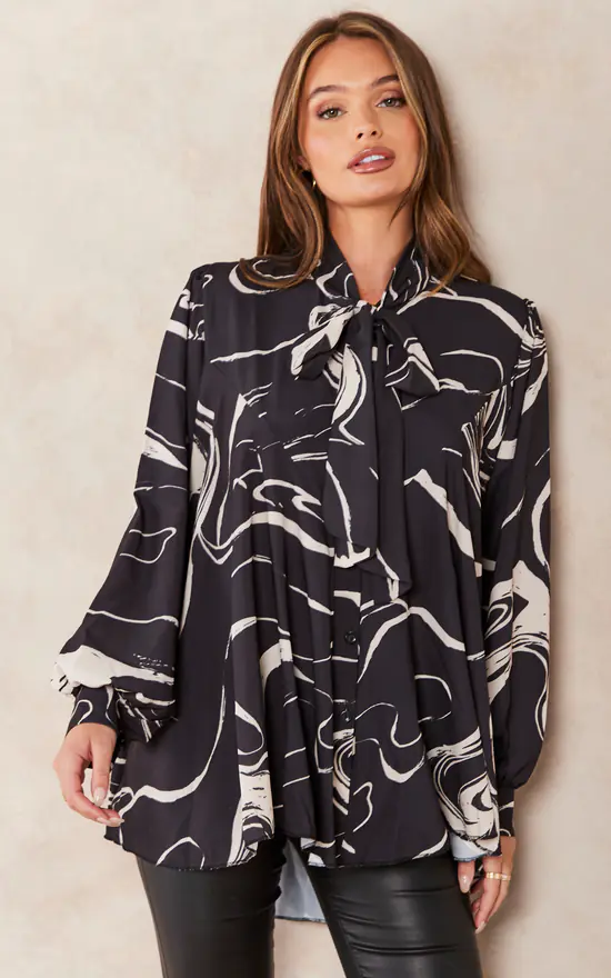 Wholesale ๐ Jenerique Oversize Bowl Neck Blouse Beige Print ๐ฏ - Image 3