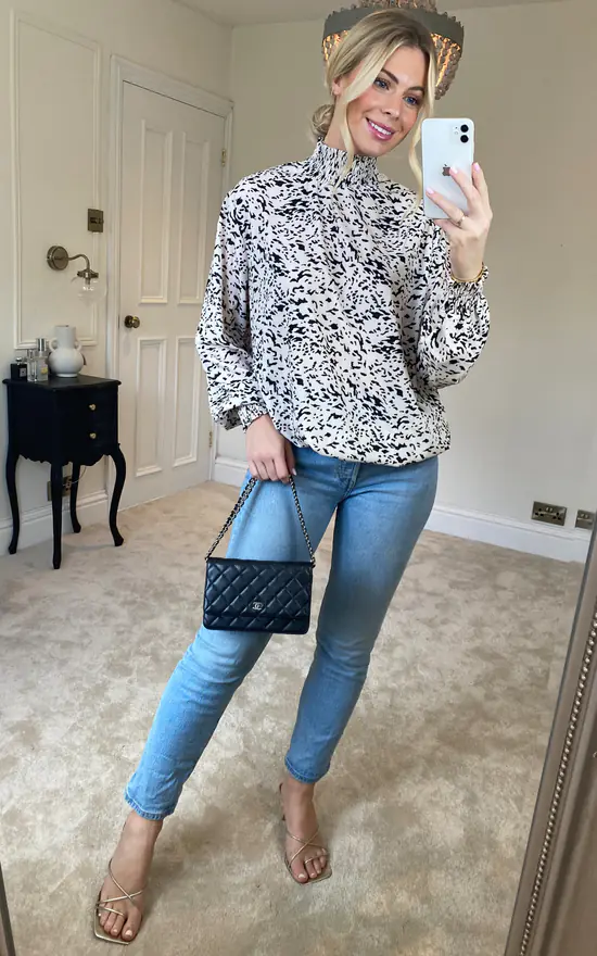 Best deal ✨ KURT MULLER High Frill Neck Leopard Top In Cream ❤️