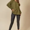 Top 10 👏 HOXTON GAL Long Sleeves Relaxed Fit Layered Top With Necklace In Khaki 😍