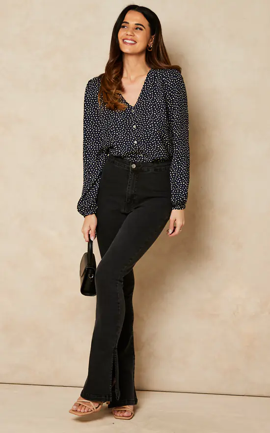 Promo ๐ ONLY Polka Dot Button Up Blouse In Navy ๐คฉ - Image 3