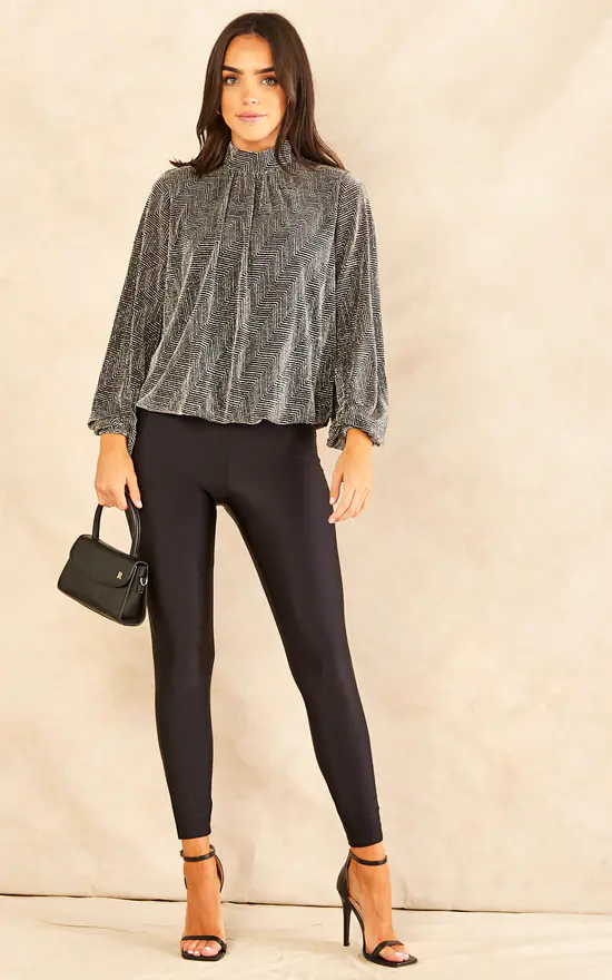 Wholesale โจ Blue Vanilla Metallic Puffball High Neck Long Sleeve Top ๐ - Image 2