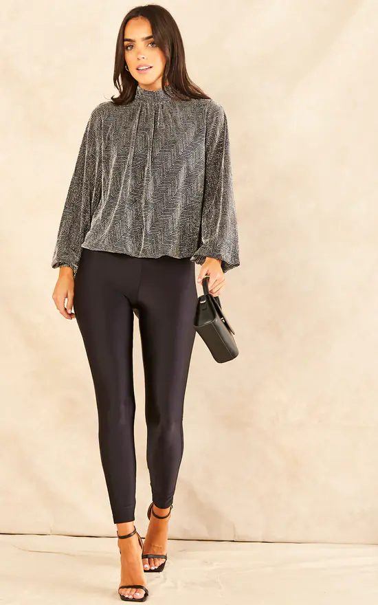 Wholesale โจ Blue Vanilla Metallic Puffball High Neck Long Sleeve Top ๐ - Image 3